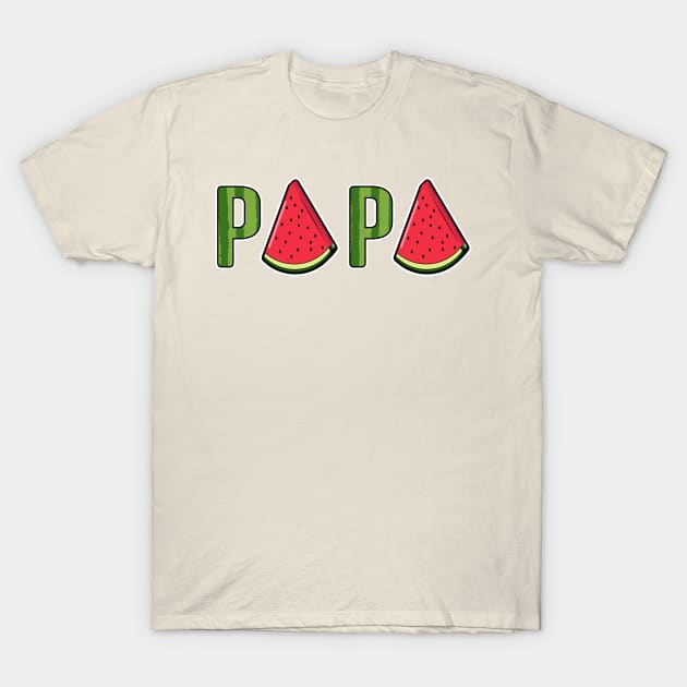 Papa Watermelon Summer Fruit Watermelon Slice Fathers Day T-Shirt by OrangeMonkeyArt